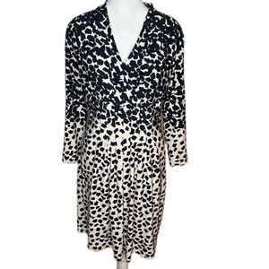 Catherine Via Modena Black & White Abstract Print Faux Wrap Dress - Size Small